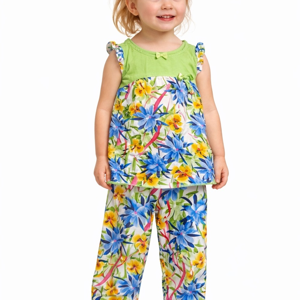 Adorable Girls 2-Piece Floral Set - Size 2T -
Bright, Playful & Like New